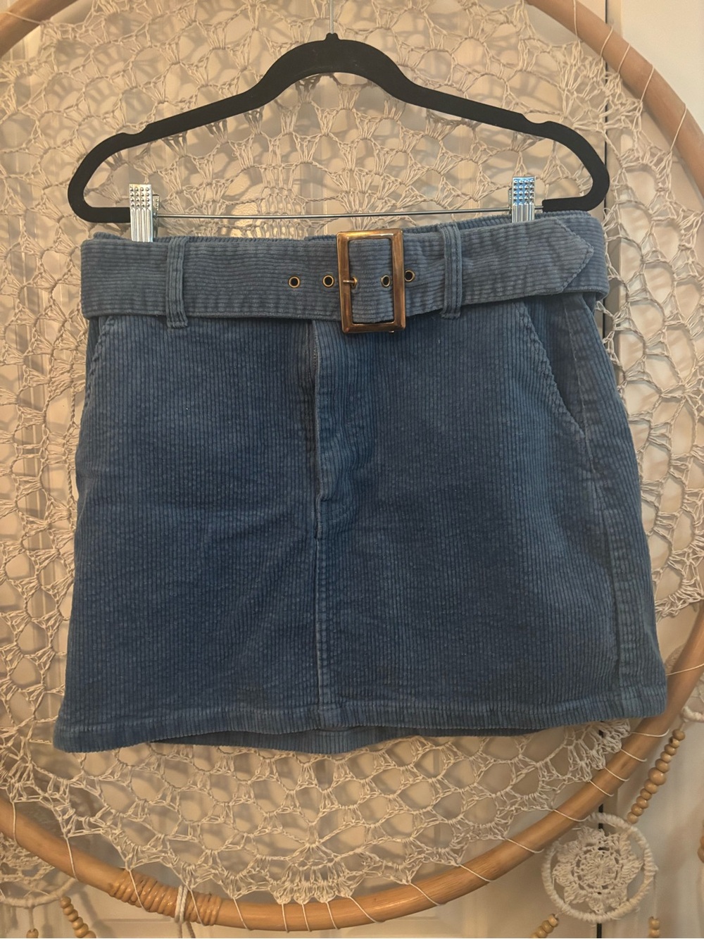 Women’s MuMu Blue Blue Corduroy Belted Mini Skirt Size Medium A00433